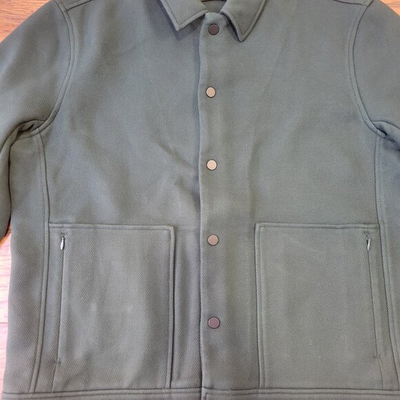 AWAY Travel Olive Green Zipper Pocket Collared Snap Button-Front Jacket sz XL - Picture 2 of 6